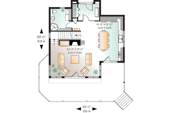 Floor Plan - Main Floor for European House Plan #23-628 - 3 bed, 2 bath