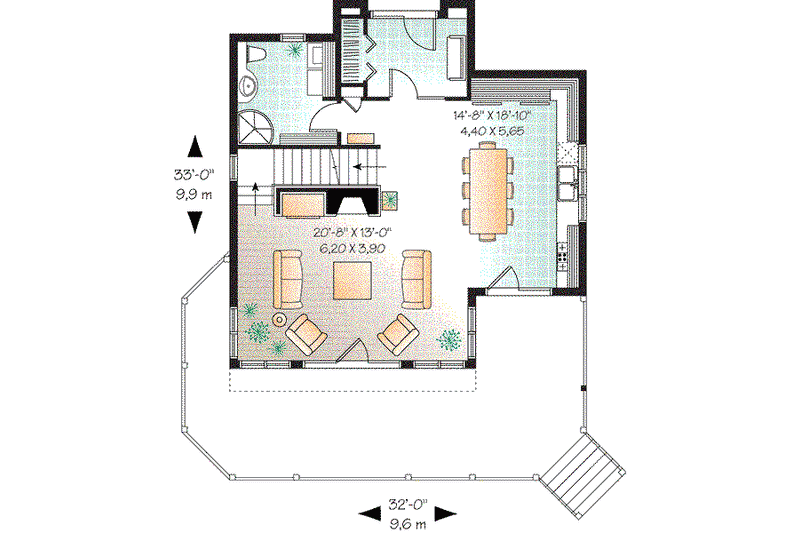 Home Plan - Floor Plan - Main Floor for European House Plan #23-628 - 3 bed, 2 bath