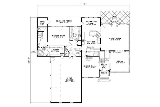 Floor Plan - Main Floor for European House Plan #17-2271 - 5 bed, 3.5 bath