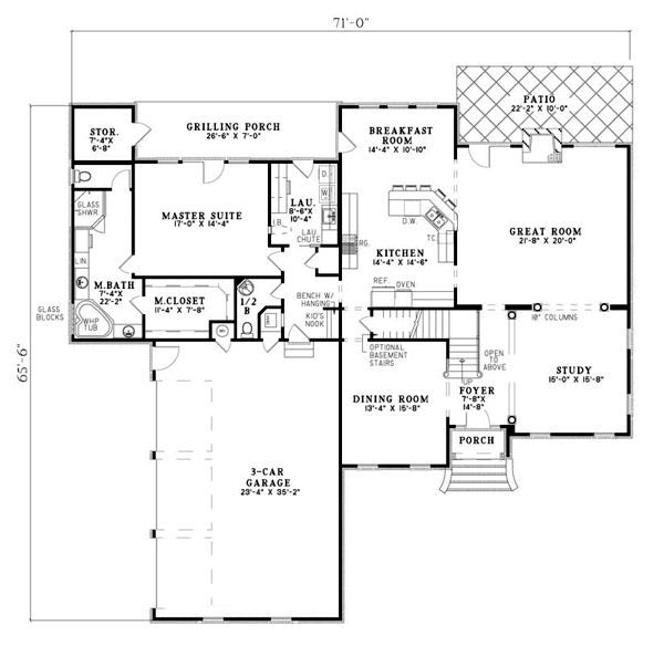 Architectural House Design - European Floor Plan - Main Floor Plan #17-2271