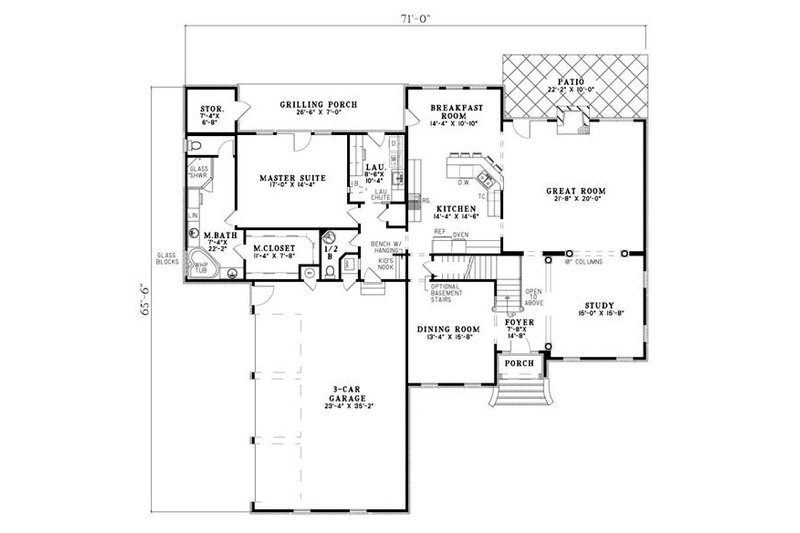 Dream House Plan - Floor Plan - Main Floor for European House Plan #17-2271 - 5 bed, 3.5 bath