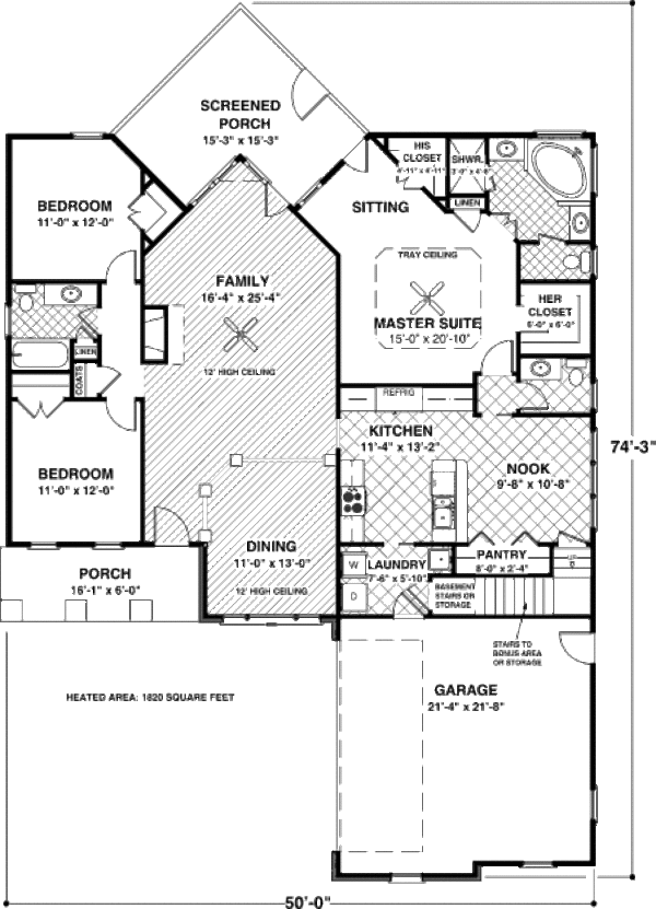 Craftsman Floor Plan - Main Floor Plan #56-550