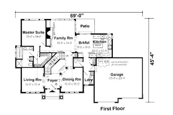 Floor Plan - Main Floor for Traditional House Plan #312-603 - 4 bed, 2.5 bath