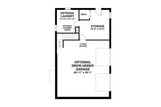 Floor Plan - Lower Floor for Cottage House Plan #56-625 - 3 bed, 2 bath