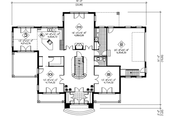 Floor Plan - Main Floor for European House Plan #25-297 - 5 bed, 3.5 bath