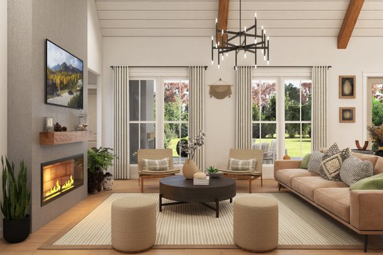 Interior - Family Room for Farmhouse House Plan #430-378 - 4 bed, 3.5 bath