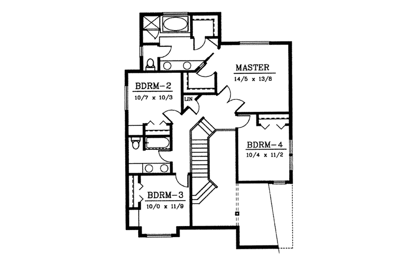 Home Plan - Floor Plan - Upper Floor for Bungalow House Plan #94-206 - 4 bed, 2.5 bath
