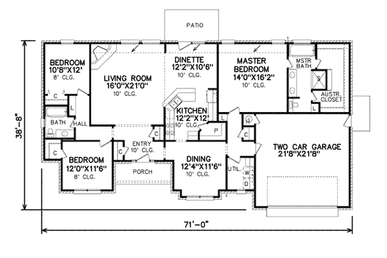 Floor Plan - Main Floor for Traditional House Plan #65-315 - 3 bed, 2 bath