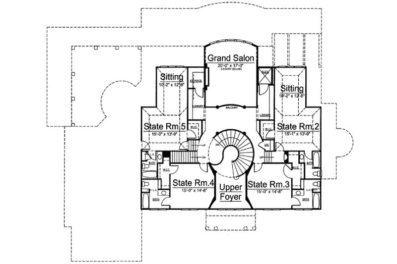 Dream House Plan - Floor Plan - Upper Floor for Classical House Plan #119-180 - 5 bed, 6.5 bath