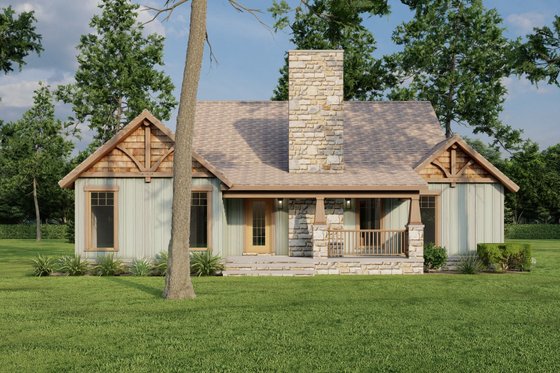 Exterior - Rear Elevation for Craftsman House Plan #17-2908 - 3 bed, 2 bath