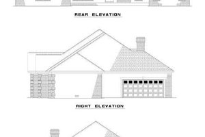 Exterior - Rear Elevation for European House Plan #17-1035 - 4 bed, 3 bath