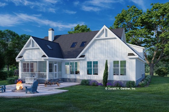 Exterior - Rear Elevation for Farmhouse House Plan #929-1138 - 3 bed, 2 bath