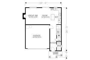 Floor Plan - Main Floor for Craftsman House Plan #53-548 - 3 bed, 2.5 bath
