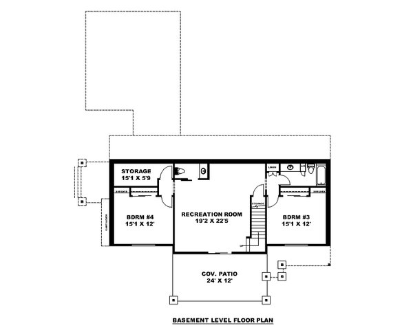 House Blueprint - Craftsman Floor Plan - Lower Floor Plan #117-1068