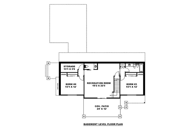 House Blueprint - Floor Plan - Lower Floor for Craftsman House Plan #117-1068 - 4 bed, 3.5 bath