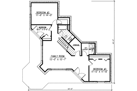 Floor Plan - Lower Floor for Traditional House Plan #138-103 - 3 bed, 2 bath
