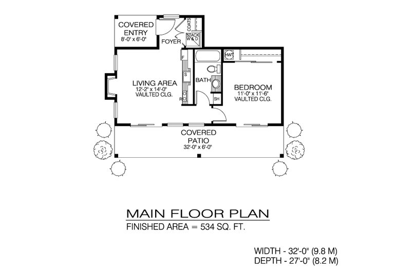 Home Plan - Floor Plan - Main Floor for Modern House Plan #1100-171 - 1 bed, 1 bath
