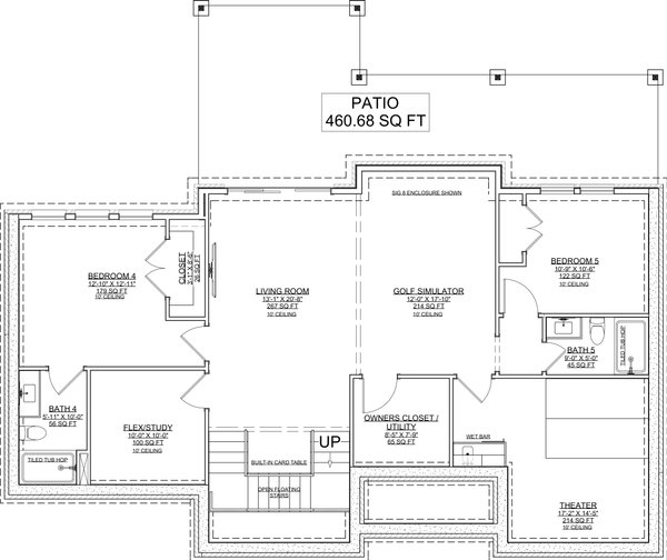 House Blueprint - Floor Plan - Lower Floor for Tudor House Plan #1116-41 - 5 bed, 6.5 bath