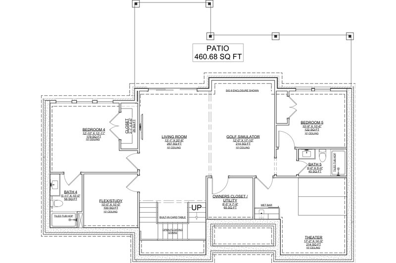 House Blueprint - Floor Plan - Lower Floor for Tudor House Plan #1116-41 - 5 bed, 6.5 bath