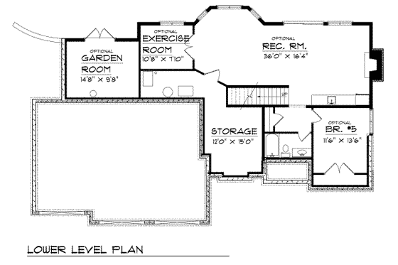 Floor Plan - Lower Floor for Traditional House Plan #70-450 - 4 bed, 2.5 bath