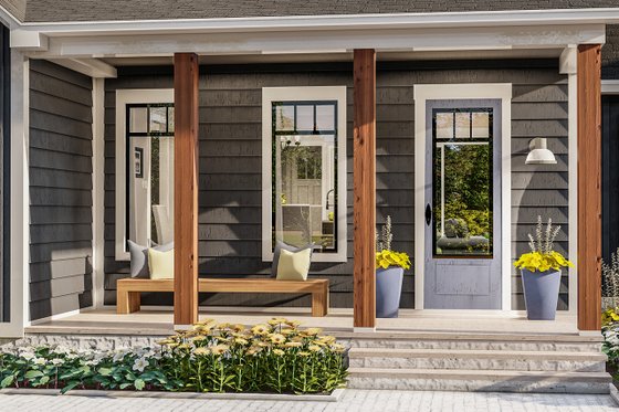 Country Exterior - Covered Porch Plan #406-9659