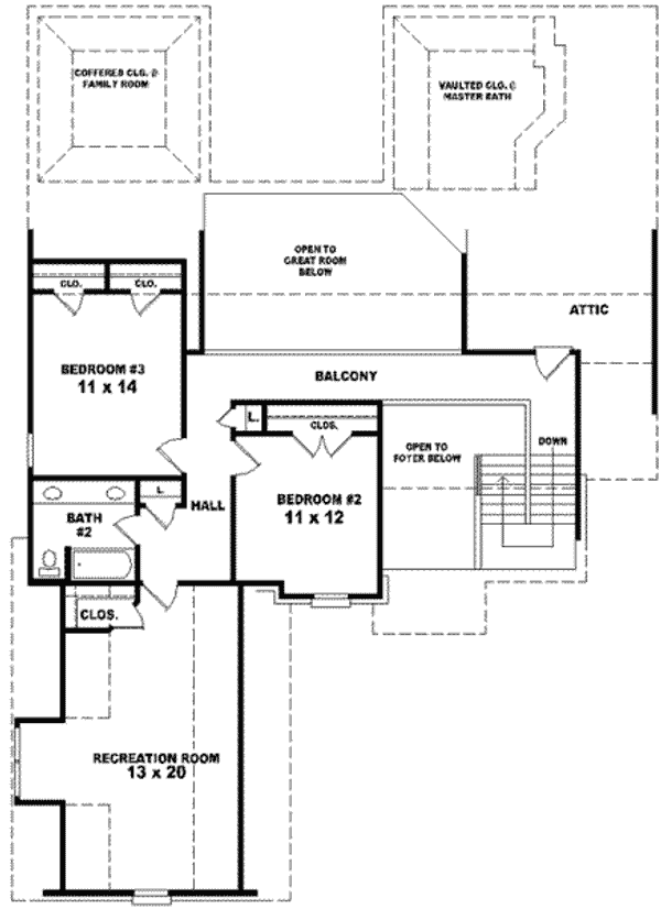 Floor Plan - Upper Floor for European House Plan #81-1046 - 3 bed, 2.5 bath