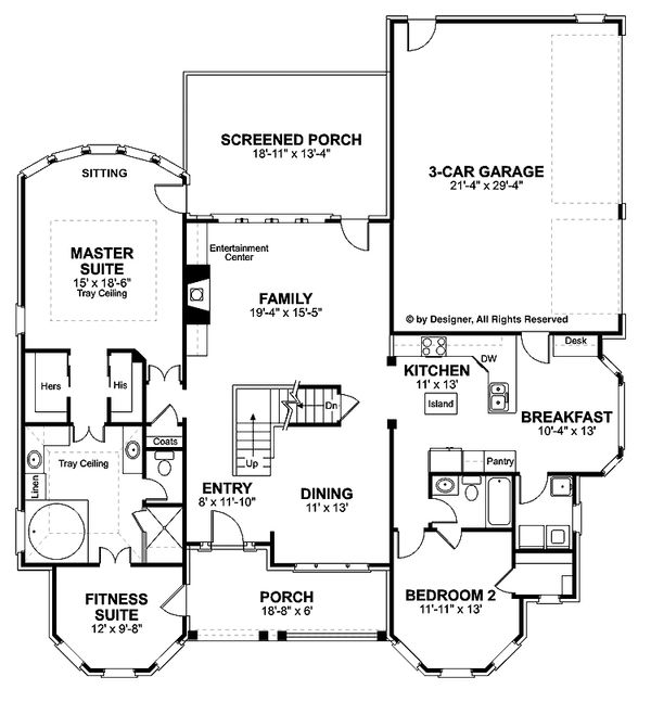 Dream House Plan - Traditional Floor Plan - Main Floor Plan #56-540