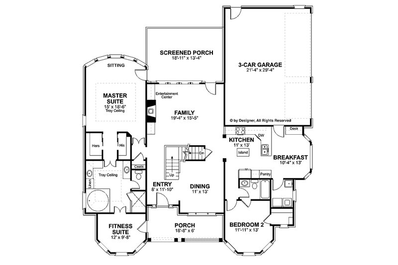 Home Plan - Floor Plan - Main Floor for Traditional House Plan #56-540 - 4 bed, 4 bath