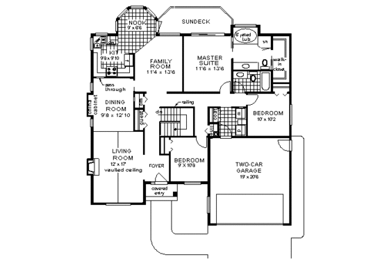 Floor Plan - Main Floor for European House Plan #18-165 - 3 bed, 2 bath
