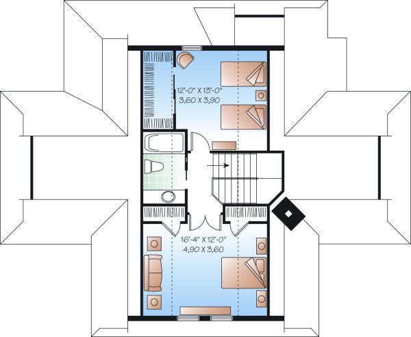 Architectural House Design - Country Floor Plan - Upper Floor Plan #23-849