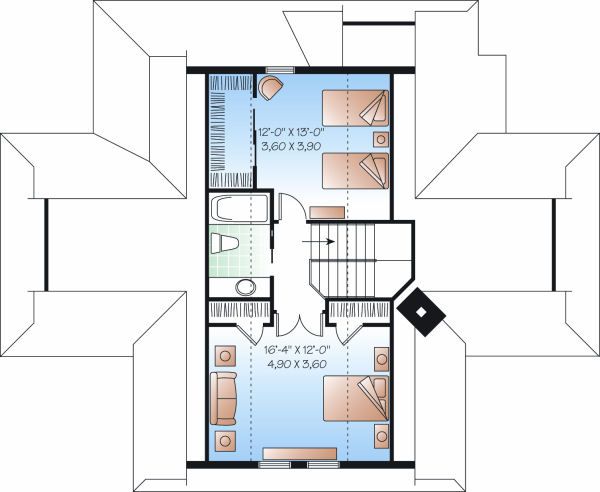 Country Floor Plan - Upper Floor Plan #23-849