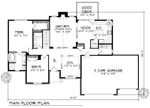 Home Plan - Traditional Floor Plan - Main Floor Plan #70-177