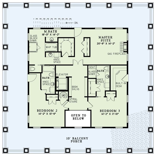 Dream House Plan - Southern Floor Plan - Upper Floor Plan #17-2718