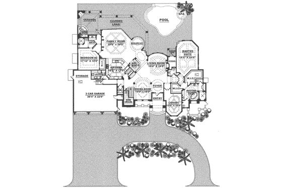 Floor Plan - Main Floor for European House Plan #27-274 - 5 bed, 5.5 bath
