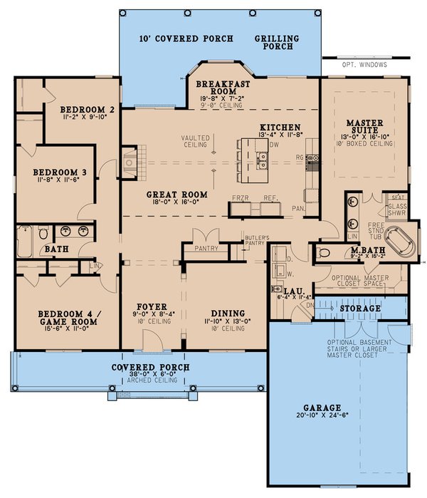 House Plan Design - Farmhouse Floor Plan - Main Floor Plan #923-237
