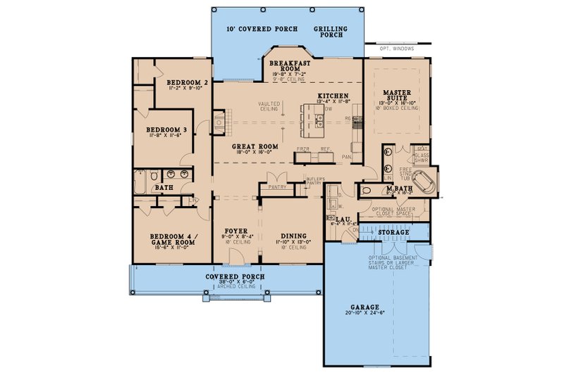 House Plan Design - Floor Plan - Main Floor for Farmhouse House Plan #923-237 - 4 bed, 2 bath