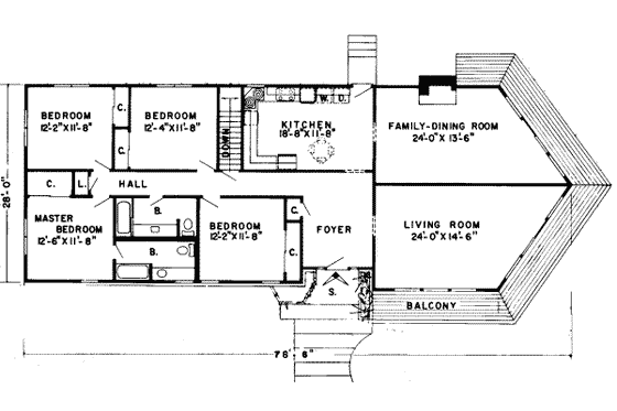 Floor Plan - Main Floor for Modern House Plan #312-172 - 4 bed, 2 bath