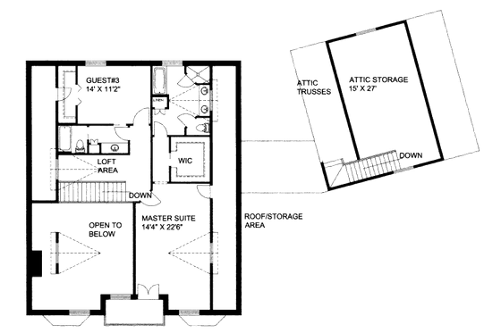 Floor Plan - Upper Floor for Bungalow House Plan #117-626 - 4 bed, 5 bath