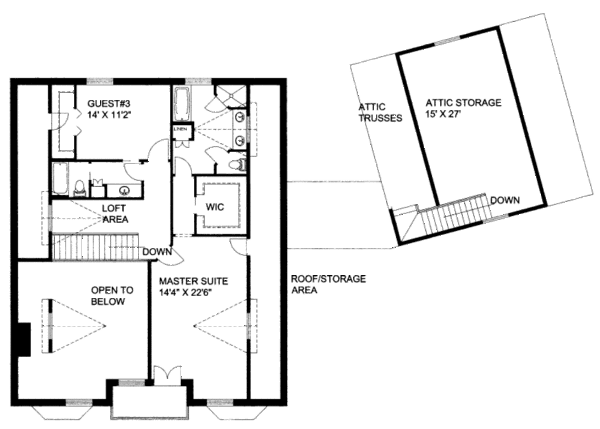 Bungalow Floor Plan - Upper Floor Plan #117-626