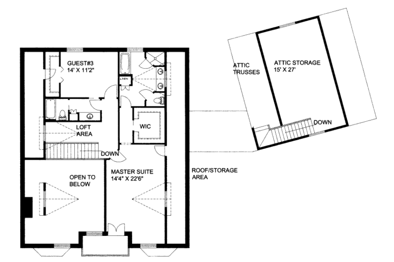 Home Plan - Floor Plan - Upper Floor for Bungalow House Plan #117-626 - 4 bed, 5 bath