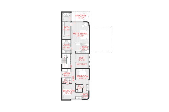 Floor Plan - Upper Floor for Modern House Plan #80-226 - 3 bed, 2.5 bath