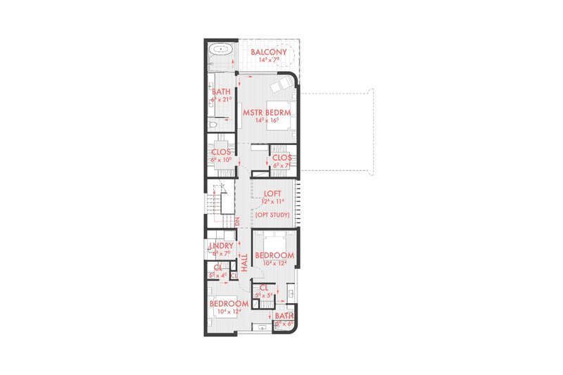 Dream House Plan - Floor Plan - Upper Floor for Modern House Plan #80-226 - 3 bed, 2.5 bath