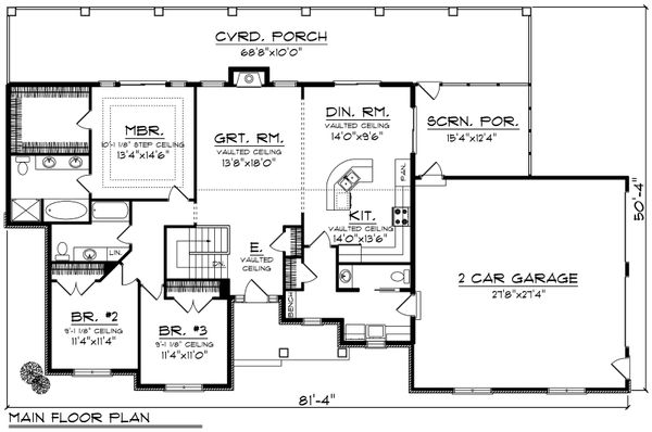 Dream House Plan - Ranch Floor Plan - Main Floor Plan #70-1191