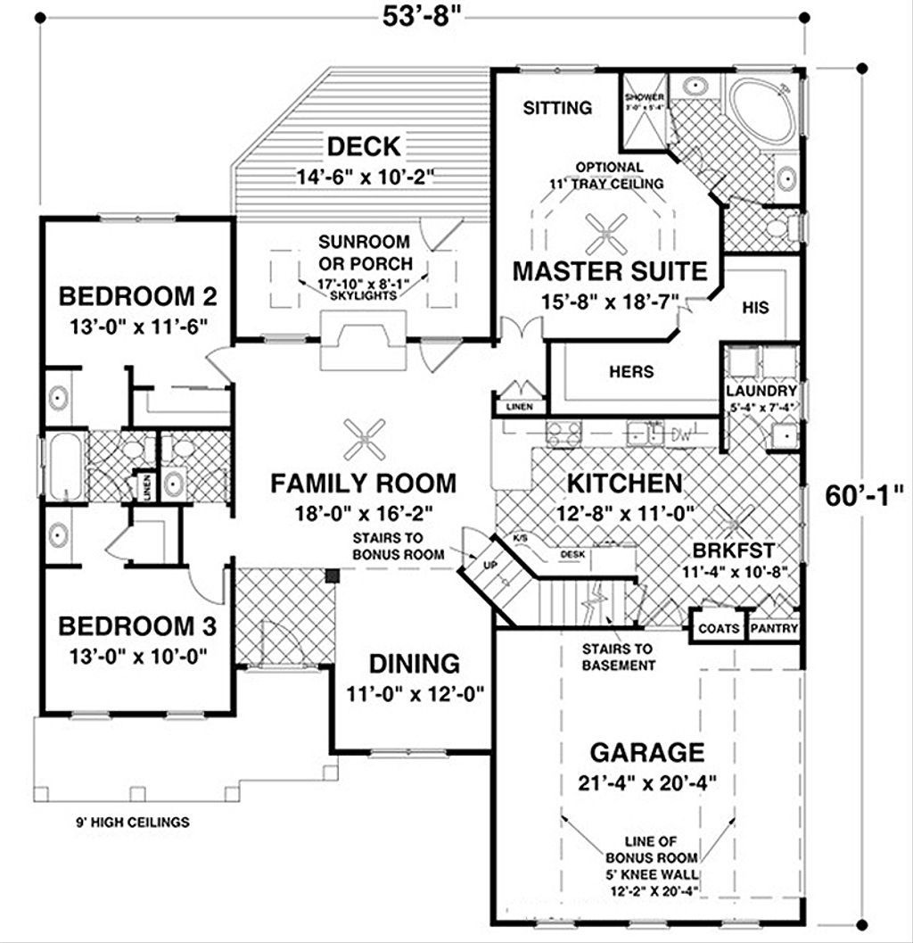 Traditional Style House Plan - 3 Beds 2 Baths 1800 Sq/Ft Plan #56-635