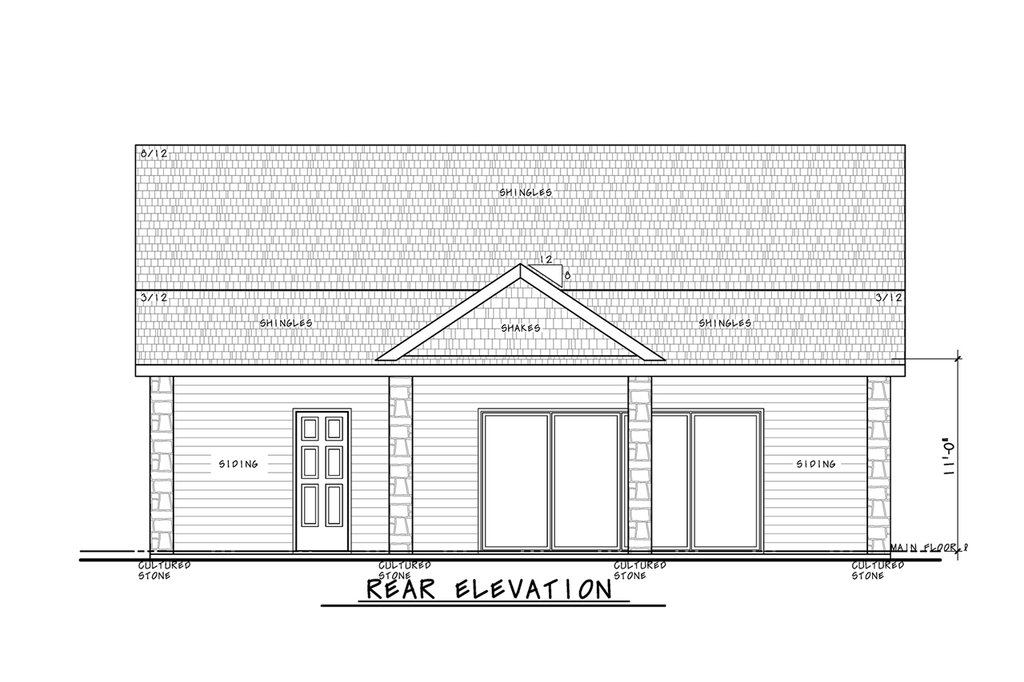 Exterior - Rear Elevation 1 for Modern House Plan #20-2631 - 1 bed, 1 bath