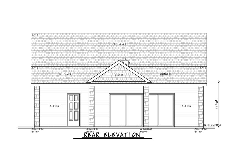 Architectural House Design - Exterior - Rear Elevation 1 for Modern House Plan #20-2631 - 1 bed, 1 bath