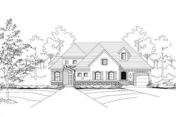 Exterior - Front Elevation for European House Plan #411-394 - 4 bed, 2.5 bath