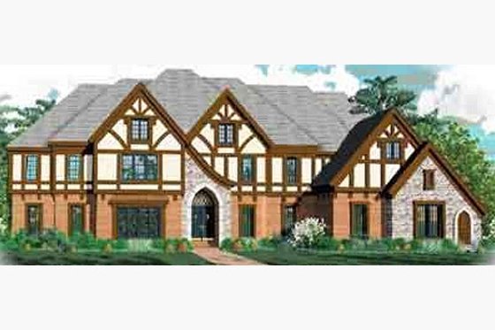 Exterior - Front Elevation for European House Plan #81-650 - 6 bed, 4 bath