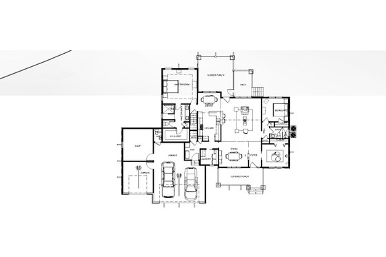 Floor Plan - Main Floor for Craftsman House Plan #921-32 - 3 bed, 3.5 bath
