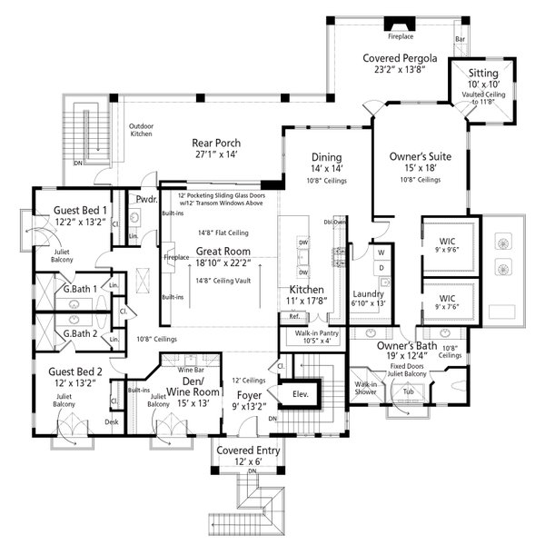 Cottage Floor Plan - Main Floor Plan #938-158